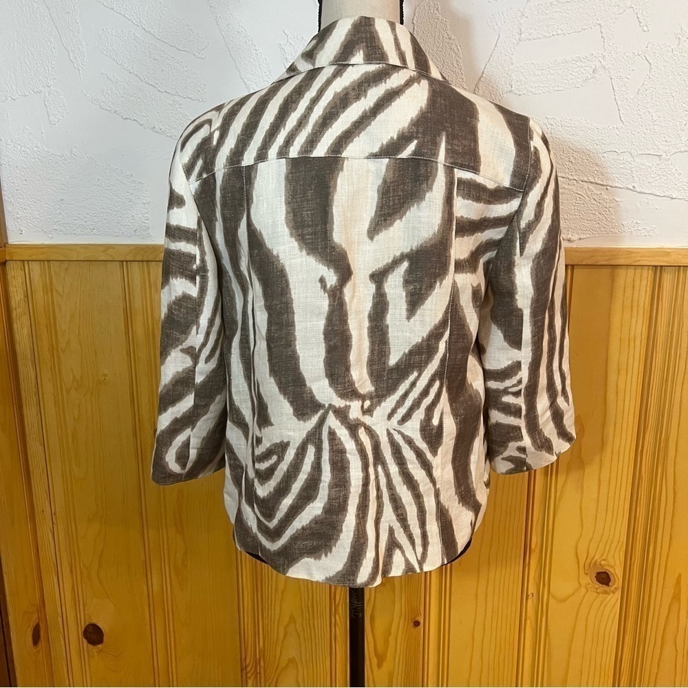 MaxMara Animal Print Linen Jacket Sz-8 - Picture 4 of 7